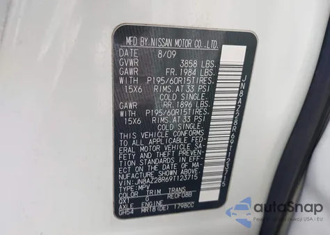 2009 Nissan Cube 1.8S from USA, damaged, VIN JN8AZ28R69T123715